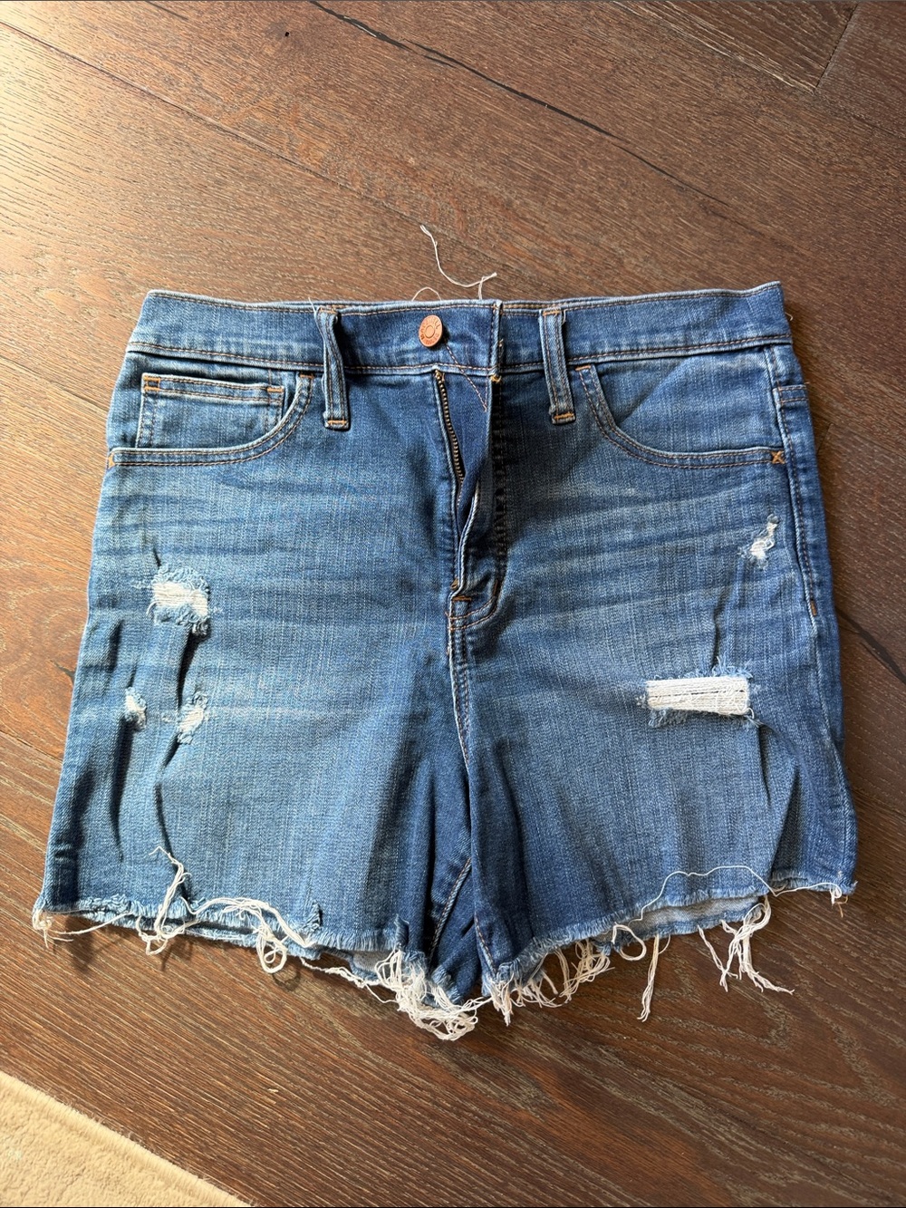 Women's Distressed Blue Denim Shorts